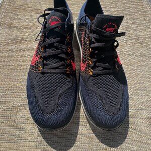 Nike Free RN Flyknit Black Flash Crimson Orange Peel 942838-068 Men’s Size 12